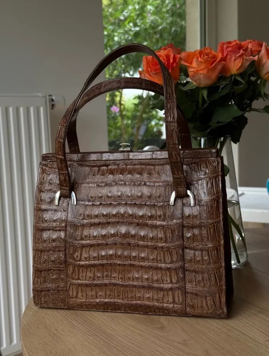 Vintage Handtasche aus echtem Krokodilleder