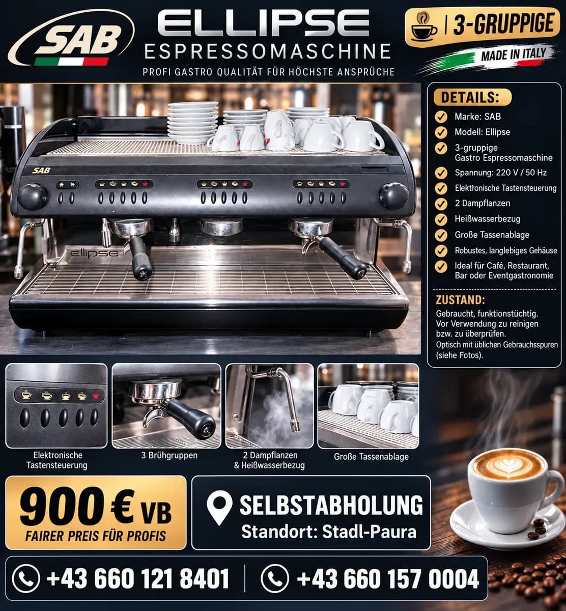 SAB Ellipse Espressomaschine | 3 Gruppen | Gastro