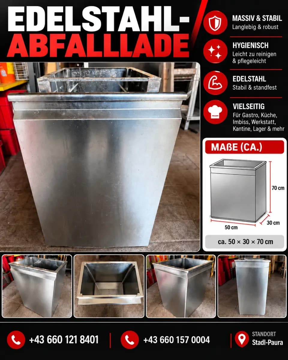 Edelstahl Mülllade / Abfalllade - massiv & hygienisch