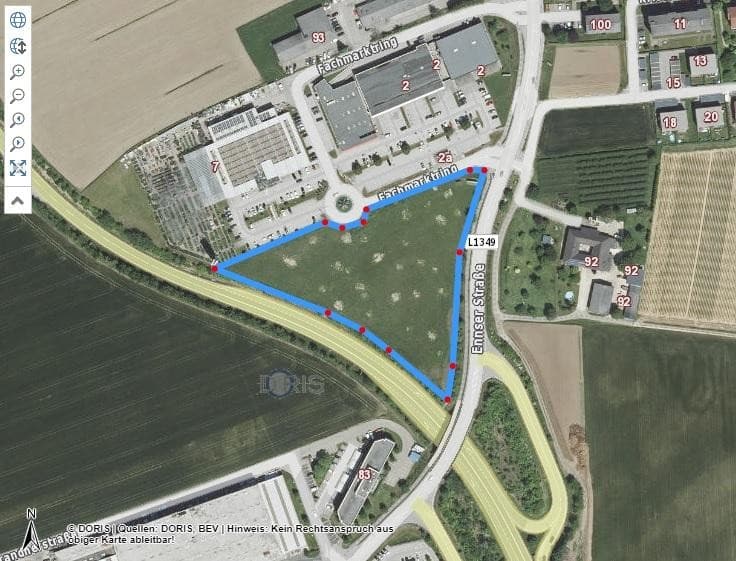 Grundstück mit B Widmung am Fachmarktring Steyr - - Industrie oder Gewerbe !!! - Bild 1