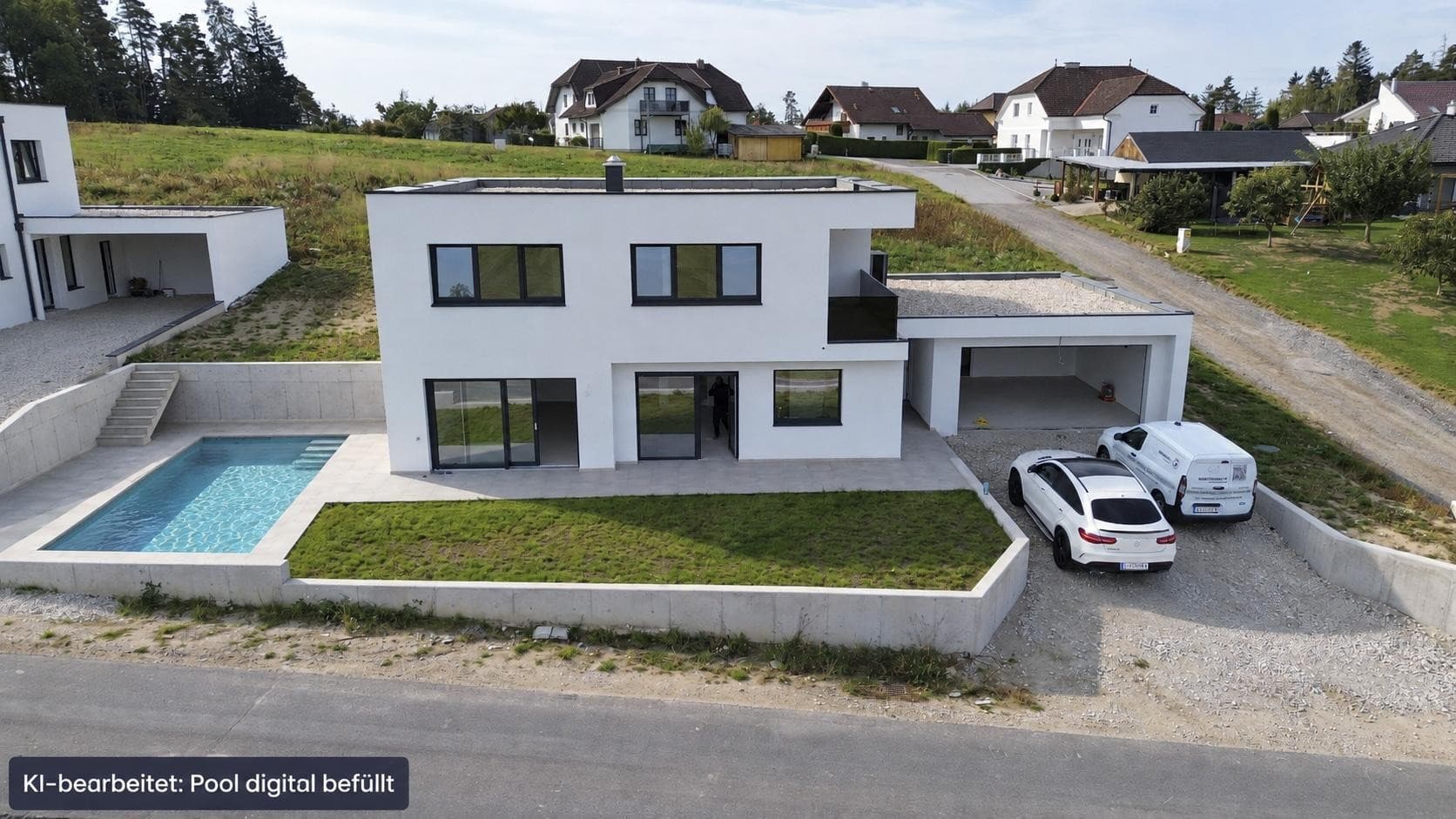 Neugebautes Luxushaus NEUER FINALPREIS 629.000,- € / Ziegelmassiv mit Fernsicht, Pool, Doppelhäuser 495.000mit Pool