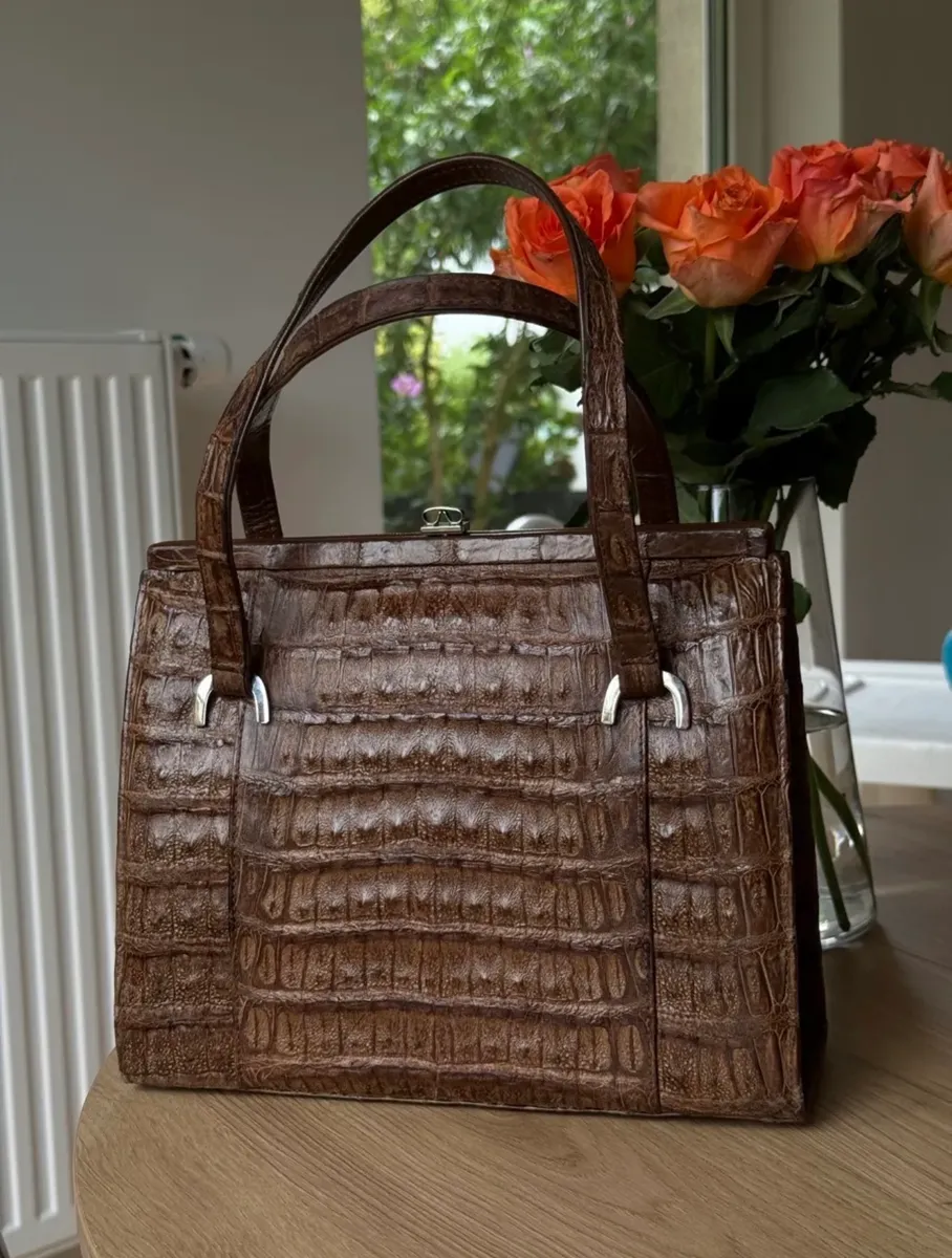 Vintage Handtasche aus echtem Krokodilleder - Bild 1