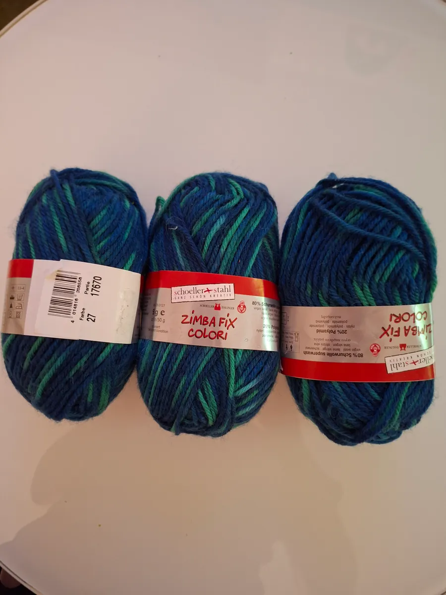 3x Zimbab Fix Colori - Grün meliert - 50g Knäuel