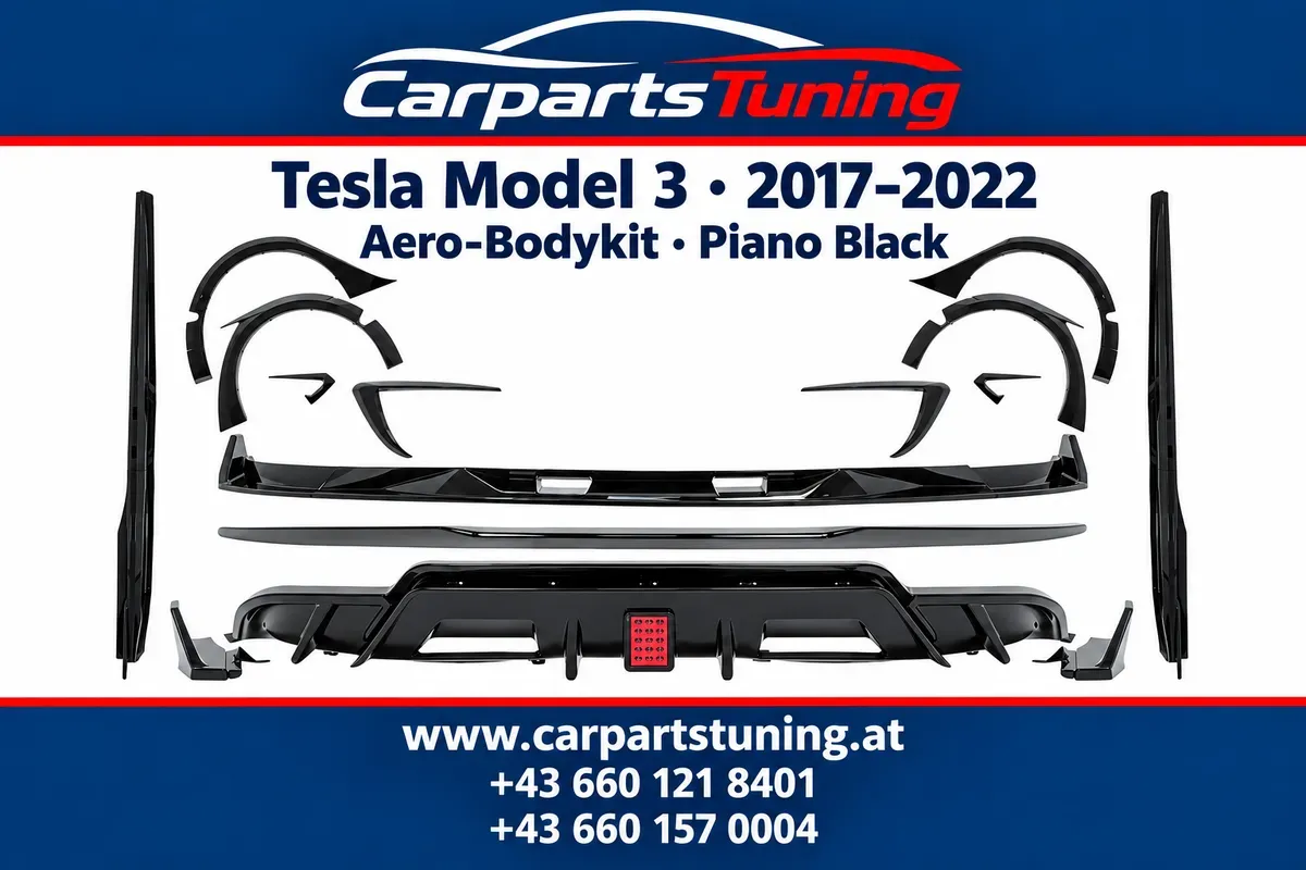 Tesla Model 3 2017-2022 Aero-Bodykit ABS Piano Black Spoiler Diffusor