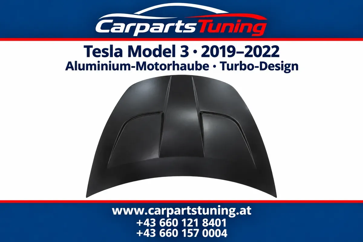 Tesla Model 3 2019-2022 Aluminium-Motorhaube Turbo-Design schwarz