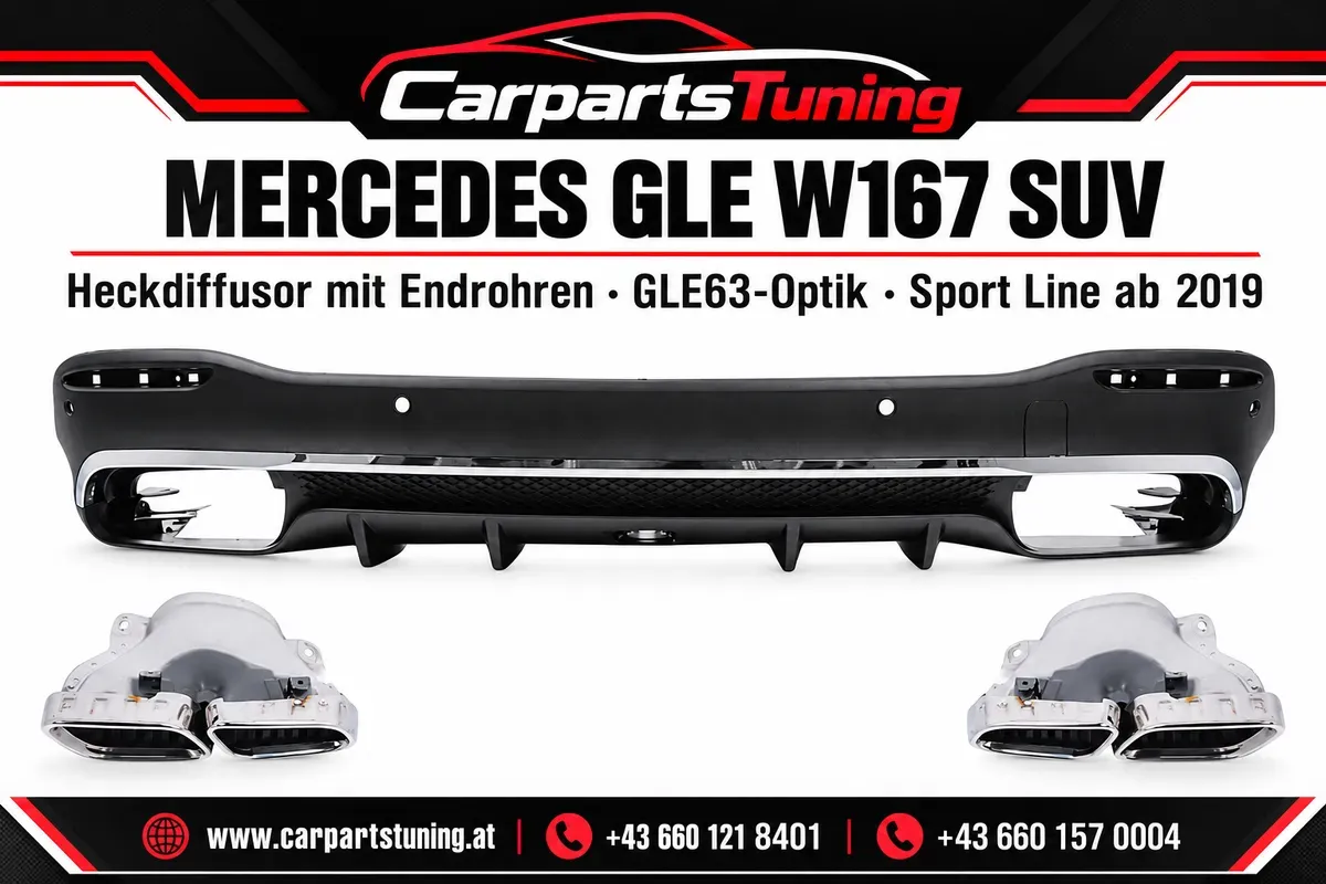 Mercedes GLE W167 SUV Heckdiffusor mit Endrohren GLE63 Look ab 2019