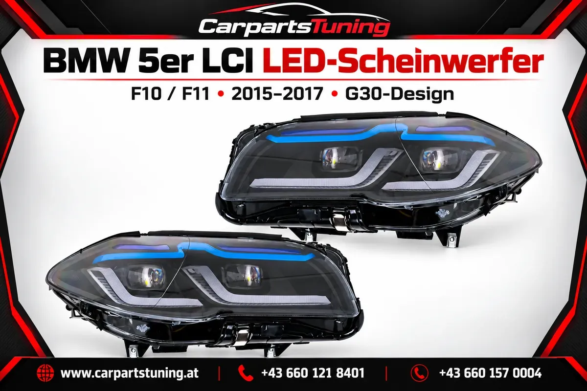 BMW 5er F10 F11 LCI 2015-2017 LED-Scheinwerfer G30-Design Xenon-Umbau