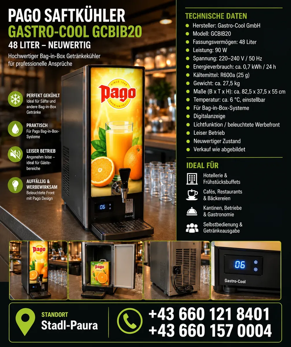 Pago Saftkühler / Gastro-Cool GCBIB20 - 48 L - NEUWERTIG