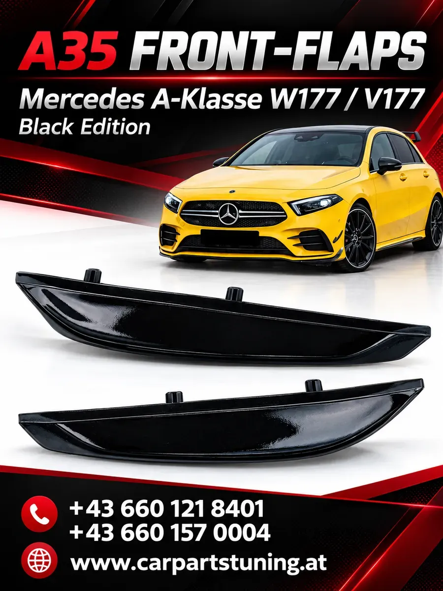 A35 Design Frontstoßstangen-Flaps für Mercedes A-Klasse W177 - Black Edition