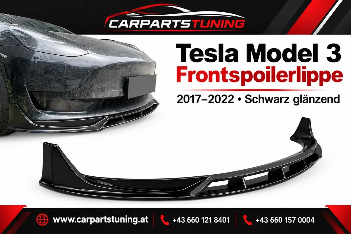 Tesla Model 3 Frontspoilerlippe | 2017-2022 | Schwarz glänzend