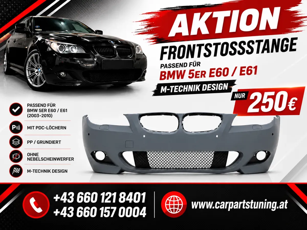 Frontstoßstange passend für BMW 5er E60 E61 (2003-2007) M-Technik Design ohne Nebelscheinwerfer