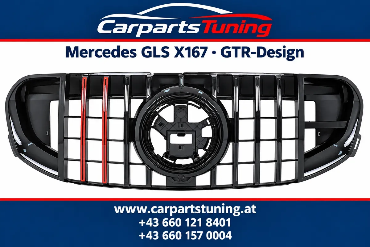 Mercedes GLS X167 2019-2023 Kühlergrill GTR-Design schwarz mit roten Akzenten