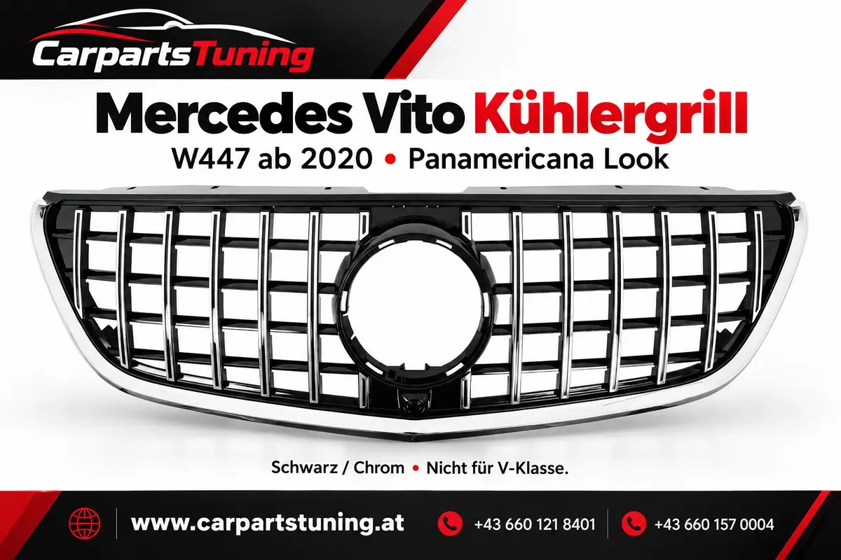Mercedes Vito W447 Kühlergrill | ab 2020 | Panamericana Schwarz Chrom