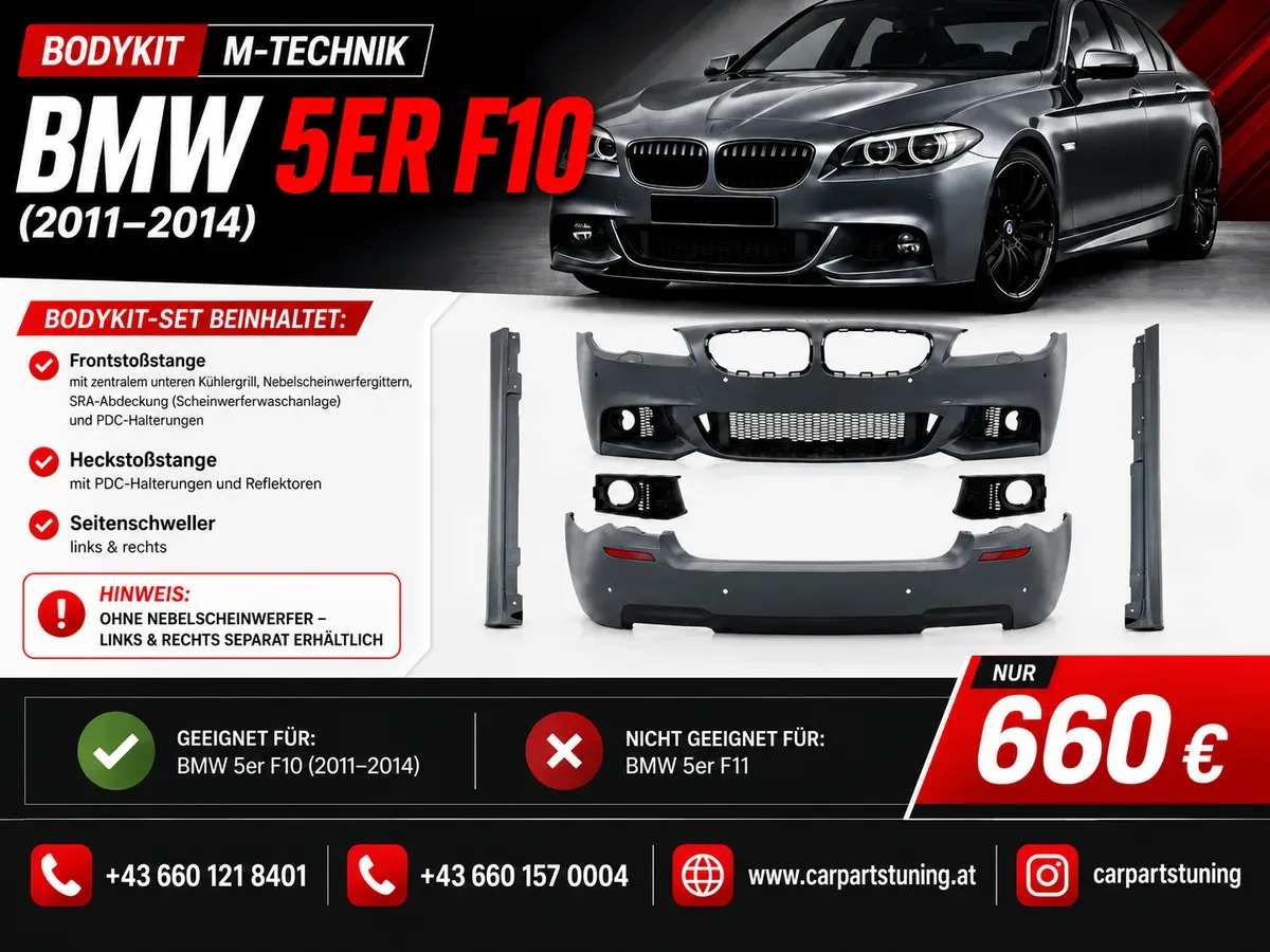 Komplettes Bodykit passend für BMW 5er F10 (2011-2014) M-Technik Design