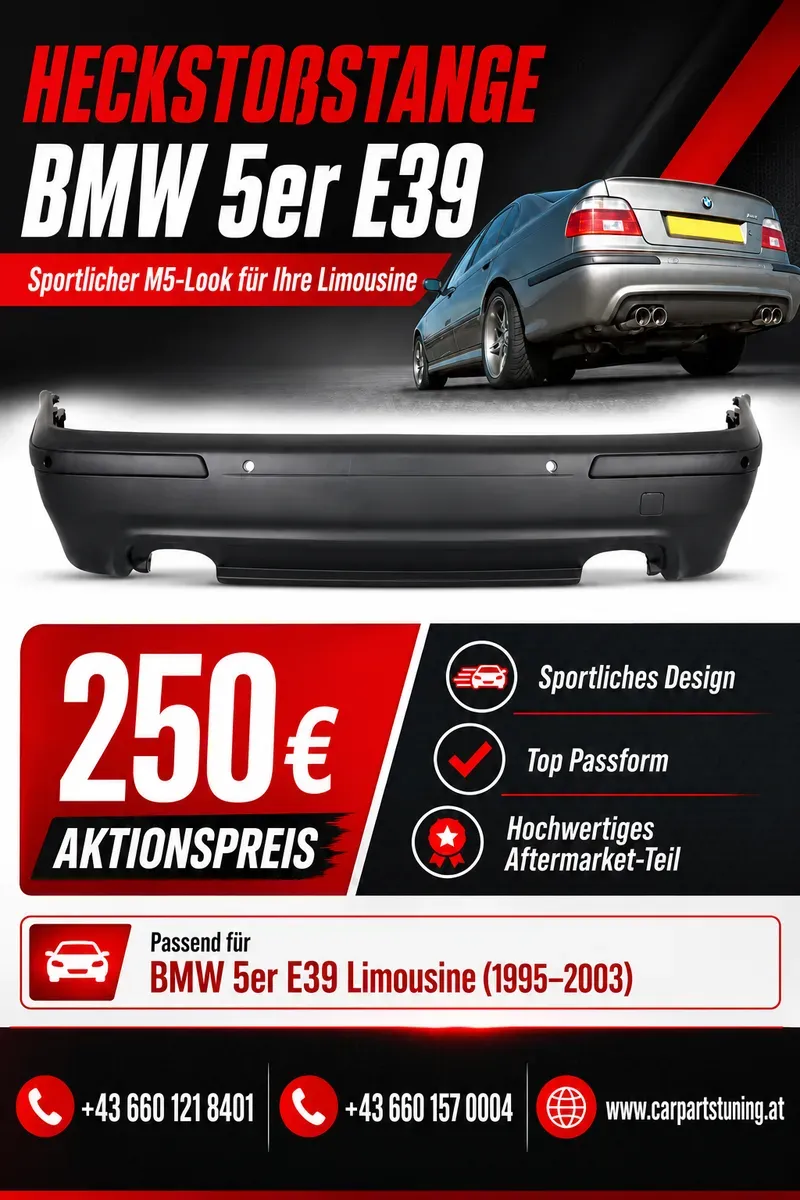 BMW 5er E39 Heckstoßstange M5 Design - Double Outlet + PDC