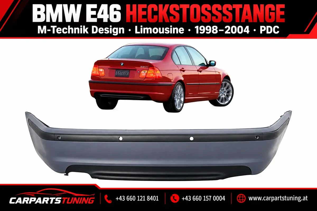 Heckstoßstange passend für BMW 3er E46 4D Limousine (1998-2004) M-Technik Design mit PDC Bohrungen