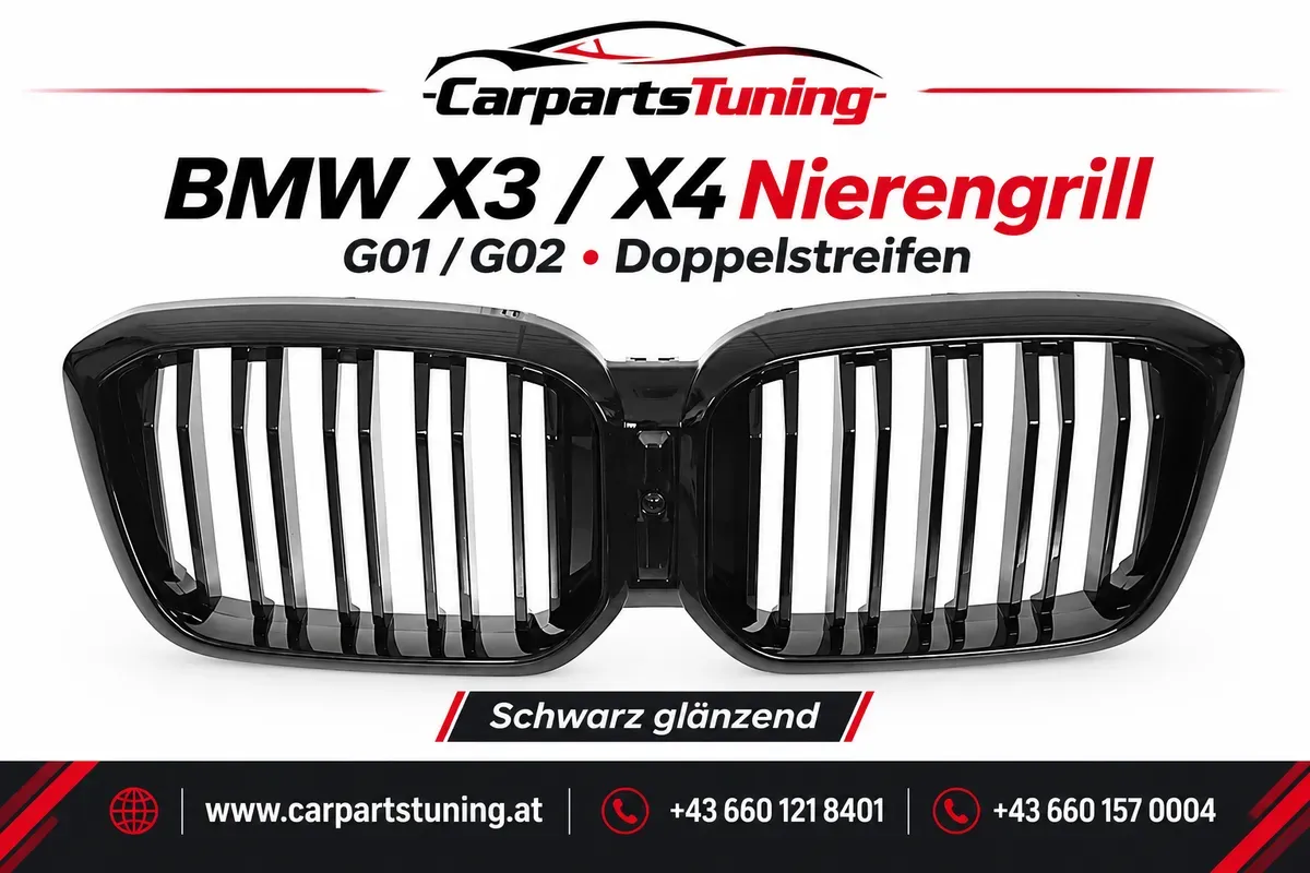 BMW X3 G01 X4 G02 Nierengrill | Doppelstreifen | Schwarz glänzend