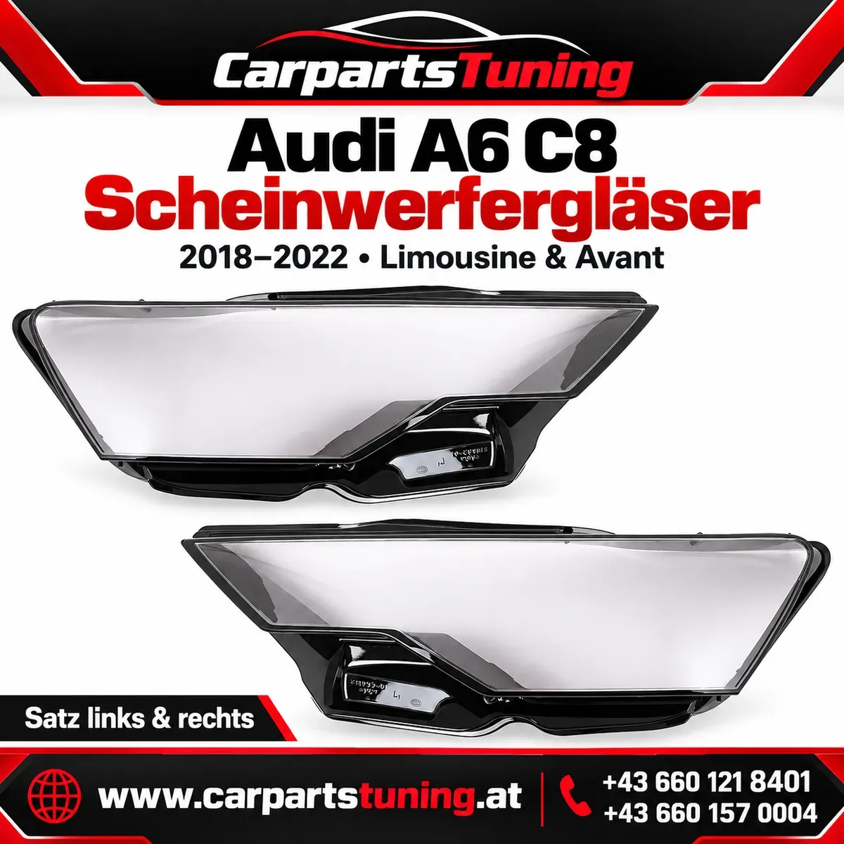 Audi A6 C8 Scheinwerfergläser | 2018-2022 | Limousine und Avant