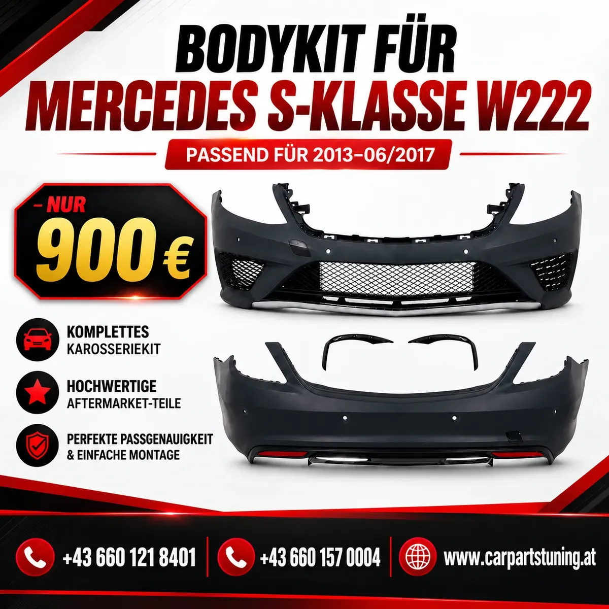 Bodykit passend für Mercedes S-Klasse W222 (2013-06.2017) S63 Design