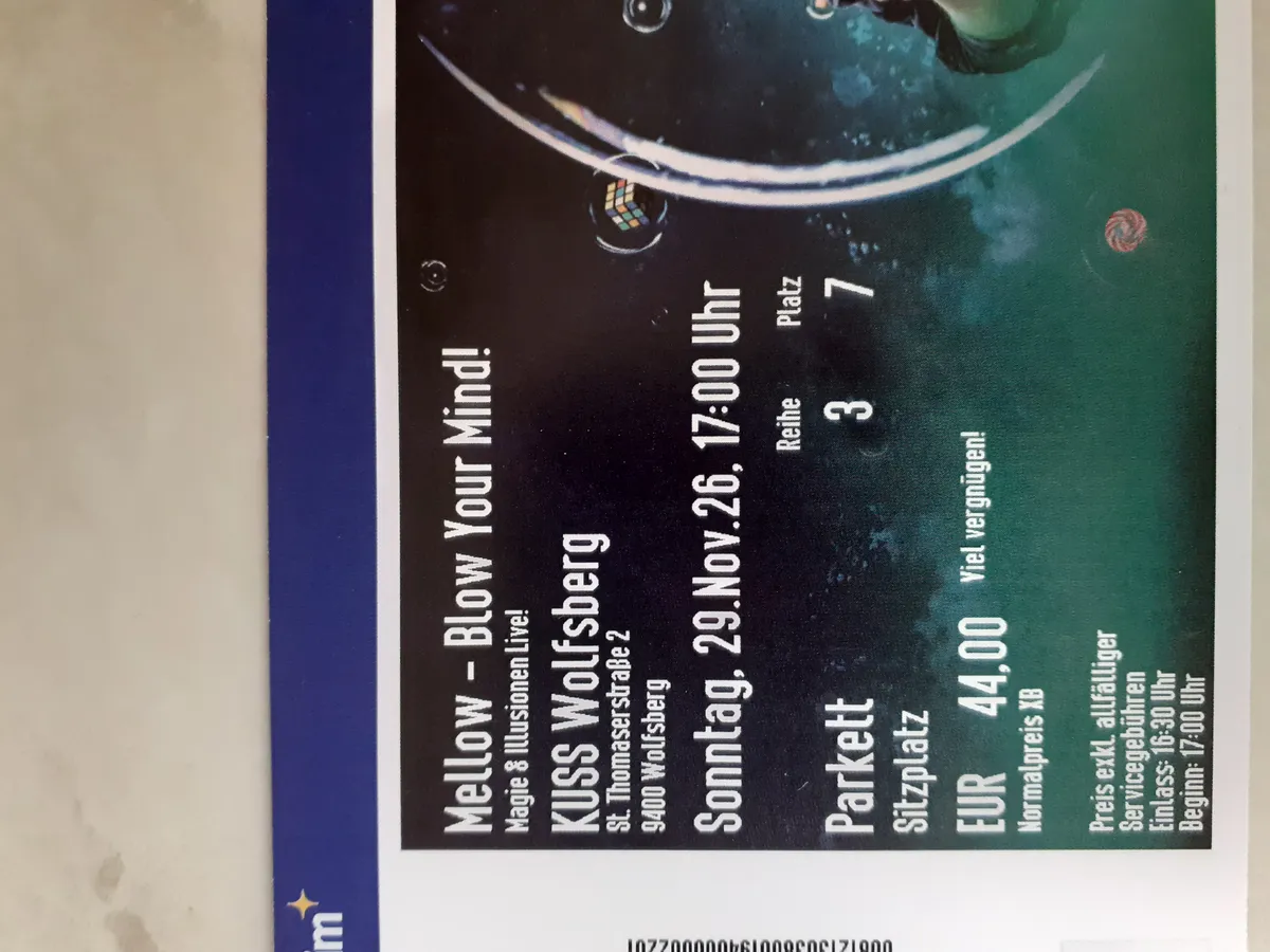 Mellow - Blow your mind! - Zaubershow - 2 Tickets